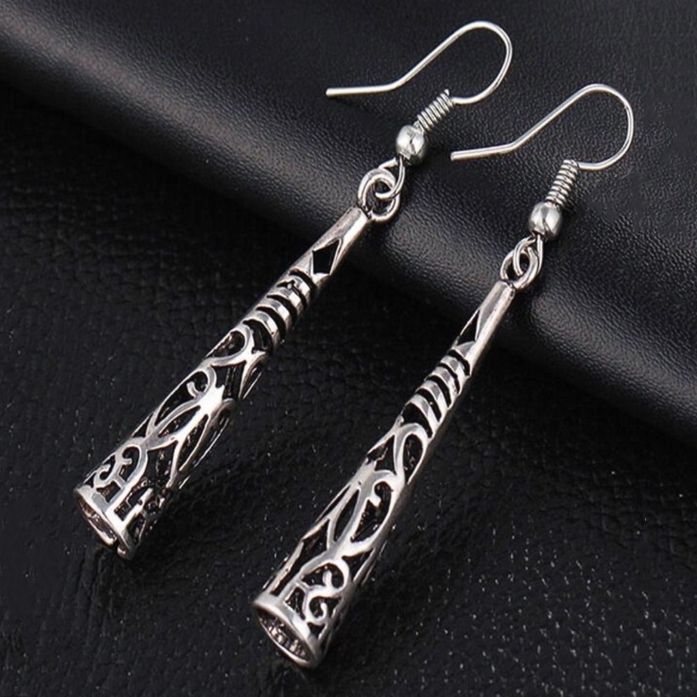 Silver Boho Totem Drop Earrings - Picture 2 of 5